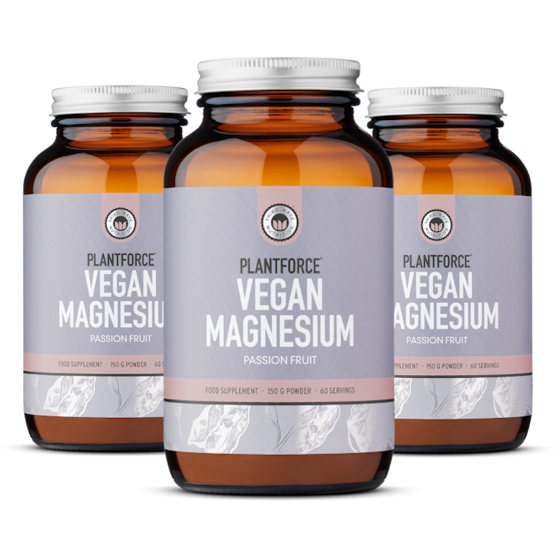 Vegan Magnesium Passion Fruit  150 g Ionenpulver | 3er-Vorteilspack | 100  % vegan & ohne knstliche Zustze - Plantforce