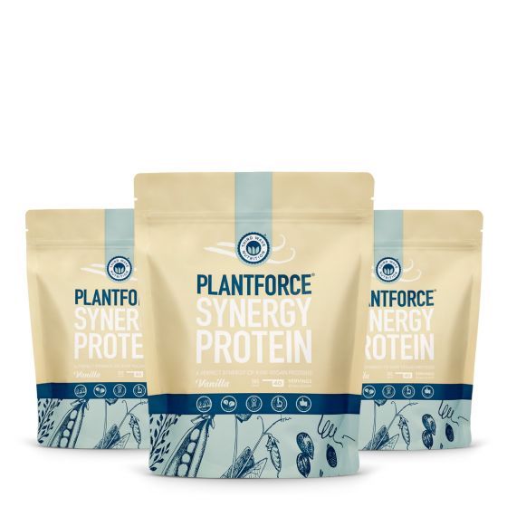 plantforce synergy protein bundle deal 3x 800g vanilla