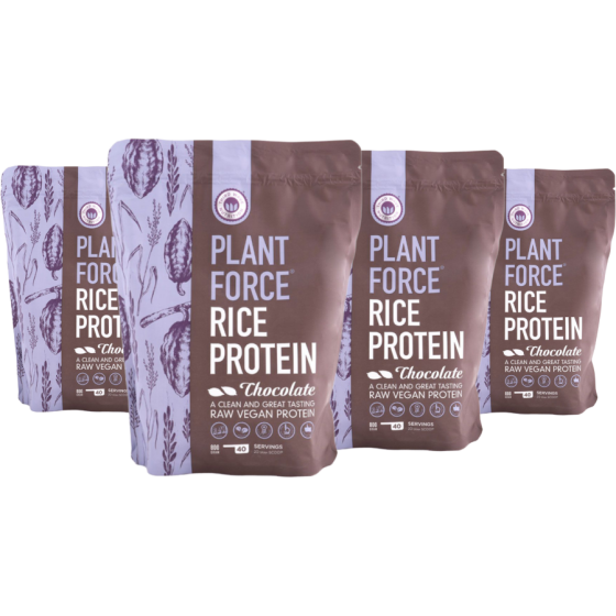 Reisprotein Schokolade – 4 x 800 g (3+1 GRATIS) | Veganes Proteinpulver mit vollmundigem Schokoladengeschmack – Plantforce